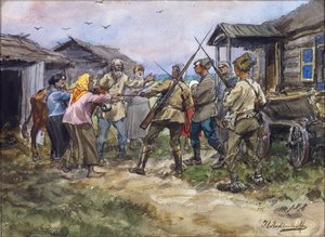Requisition of cattle for the Red Army in a village near Luga
