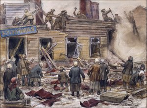 Workmen Demolishing Wooden Houses for Fuel by Ivan Alexeyevich Vladimirov