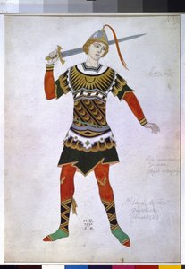 Costume design for a warrior from the ballet 