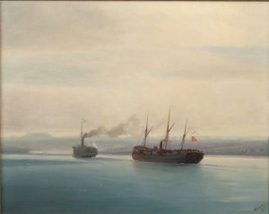 Capture of the Turkish Troopship Mersina by the Steamer Russia on 13 December 1877 by Ivan Konstantinovich Aivazovsky