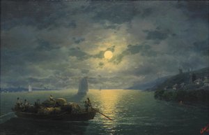 Crossing the Dnepr River at Moonlit Night