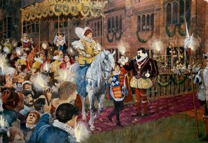 Robert Dudley welcoming Queen Elizabeth I to Kenilworth Castle, Warwickshire, July 1575