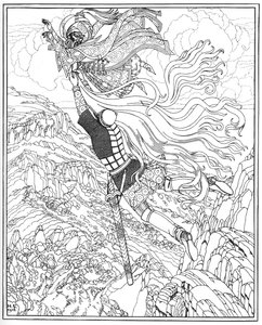 Flight of Chernomor and Ruslan. Illustration to the Poem Ruslan and Lyudmila by A. Pushkin by Ivan Yakovlevich Bilibin
