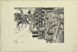Moscow Street in the 16th Century by Ivan Yakovlevich Bilibin
