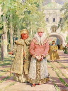 Mother and Daughter Returning From Church by Ivanovich Vasili Navazov