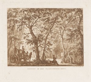 Carriage and Walkers in the Haarlemmerhout View in the Haarlemmer Hout (title on object) by Izaak Jansz. de Wit