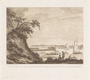 Expansive Landscape with Two Figures and Sailing Ships by Izaak Jansz. de Wit