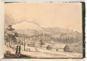 Mountain Landscape with People and Houses