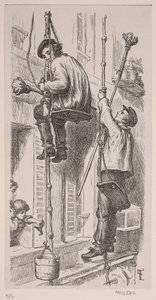 Workers Occupied on the Outside of a House in Paris by J.C. Nielsen