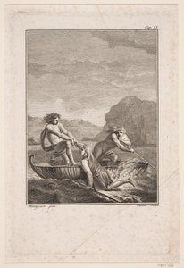 The Shipwrecked Niels Klim Rescued by Two Qvamites in a Willow Boat