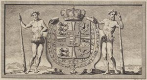 The Danish Coat of Arms with Wild Men as Shield Bearers by J.F. Clemens