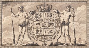 The Danish Coat of Arms with Wild Men as Shield Bearers by J.F. Clemens