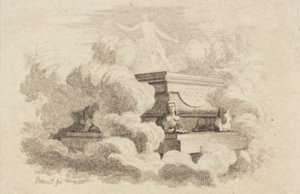 In the Clouds Rests a Sarcophagus on Four Sphinxes