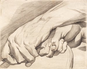 Study sheet of two hands holding a rope