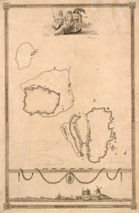 Title Vignette and Prospect for Map of Christiansø by J.F. Clemens