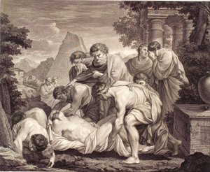 Tobias Burying the Dead During the Plague by J.F. Clemens