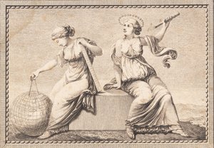 Urania and Gaea Sitting on a Square Stone Block by J.F. Clemens