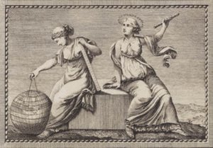 Urania and Gaea Sitting on a Square Stone Block by J.F. Clemens