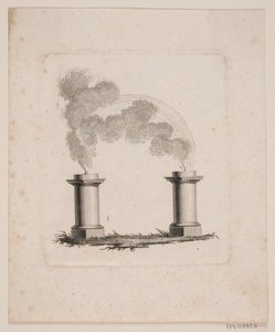 Vignette Depicting Two Altars from Which Smoke Rises and Merges by J.F. Clemens