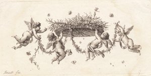 Vignette with Twisted Leaves and Ribbon by J.F. Clemens