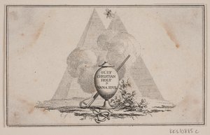 Vignette with Vase and Inscription by J.F. Clemens