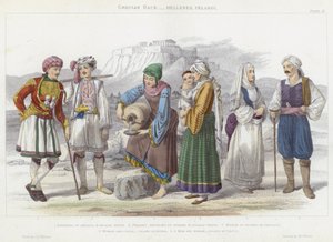 Grecian Race, Hellenes, Pelasgi (coloured engraving) by J.L. (after) Williams