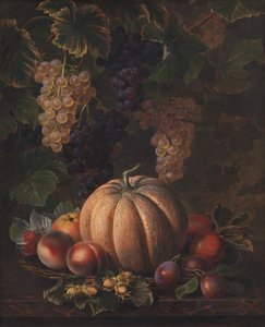Various Fruits, including Melon and Grapes by J.L. Jensen