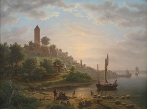 The Coast at Vordingborg with the Goose Tower in the Early Morning
