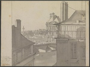View from J.P. Møller’s Apartment at Hotel d’Irlande, Rue de Beaune No. 3, Across the Seine Towards the Tuileries and Rue de Rivoli, March 6th 1812 by J.P. Møller