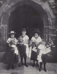 Distributing Maundy Money, Children of the Royal Almonry by J. Benjamin Stone