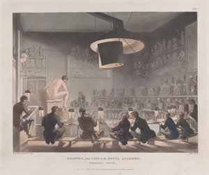 Drawing from Life at the Royal Academy, Somerset House, January 1, 1808 by J. Bluck