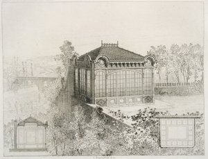Plans and elevation of a garden pavilion by J. Boussard