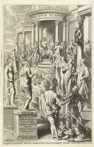 Hercules Leads Man Past Personifications of Virtues to Temple of Eternal Glory (Title Page for: Idea Principis Christiano-Politica, Centum Symbolis Expressa, Brussels 1649) by J. Danoot