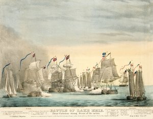 Battle of Lake Erie. Perry Victorious Closing Scene of the Action from Army and Navy Magazine, pub. 1840