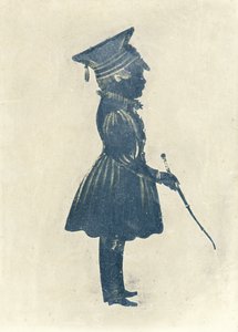 Silhouette of a Boy with a Hat and a Stick by J. Gapp