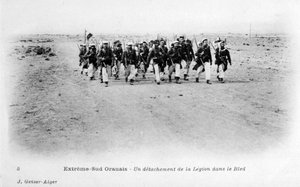 A detachment of the French Foreign Legion in the Sahara desert, Algeria, c1905 by J. Geiser