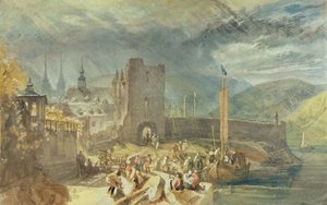 A View of Boppard, with Figures on the River Bank by J. M. W. and Wyatt James Turner