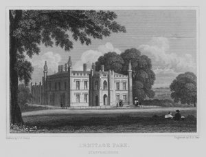 Armitage Park, Staffordshire (engraving) by John Preston Neale