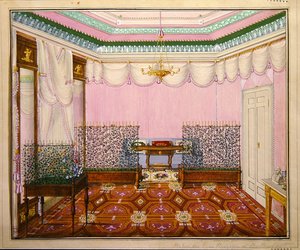 A Neo-Classical Biedermeier writing-room in the Schloss Ballenstedt, Saxe-Anhalt by J. Willing