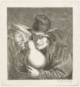 Two Peasants with a Jug by Jabes Heenck