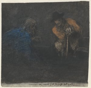 Two Men Talking in the Dark
