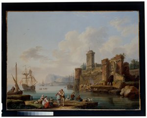 A Harbour Scene by Jacob Philippe Hackert