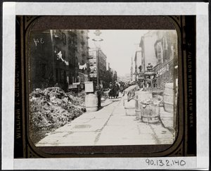 Tammany Street Cleaning before Warings Day, in front of 9 Varick Place, c.1890 by Jacob August Riis