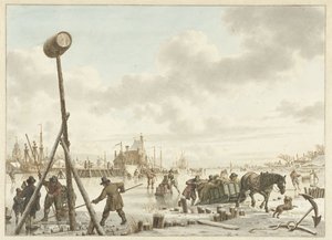 Activity on the Ice by the City Wall of Veere