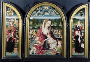 Virgin and Child with Music-Making Angels and the Sampsons-Coolen family, Triptych
