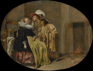 A Couple in an Interior with a Gypsy Fortune-Teller by Jacob Duck