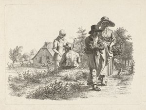 Blind Woman and Conversing Figures by a Farm (Study Prints / Etudes Gravées) by Jacob Ernst Marcus