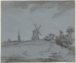 Landscape with Windmill and Church on a Hill