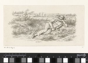 Reclining Man in a Landscape (series title: Study Prints / Etudes gravées) by Jacob Ernst Marcus