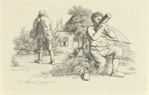 Two Farmers in a Yard (Study Prints) by Jacob Ernst Marcus